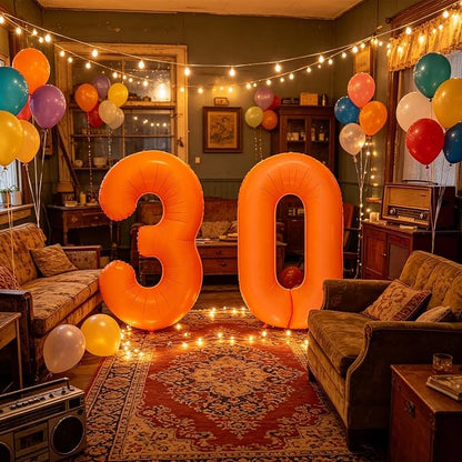 Fluorescent Orange Number Balloon 40 inch Giant Foil Helium Balloons Orange - Image 6