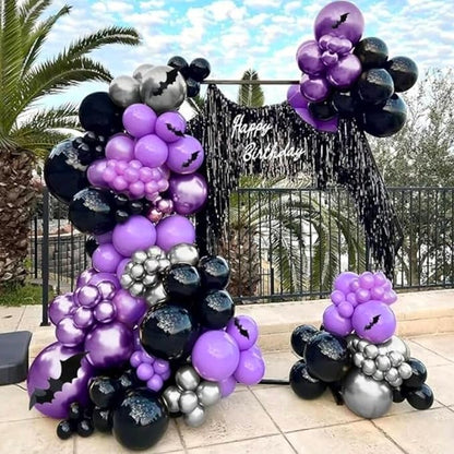 Purple and Black Balloons, 12 Inch Metallic Purple Dark Purple Black Balloons - Image 4