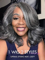 LUVME HAIR 14 Inch Grey Salt & Pepper Silky Straight Wig Human Hair Glueless HD Lace Bob Wig with Mix Grey Color, pre plucked pre cut Lace Ready to Go Wigs For Women
