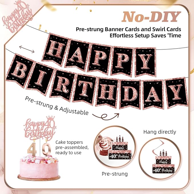 50Pcs 40th Birthday Decorations - Image 3