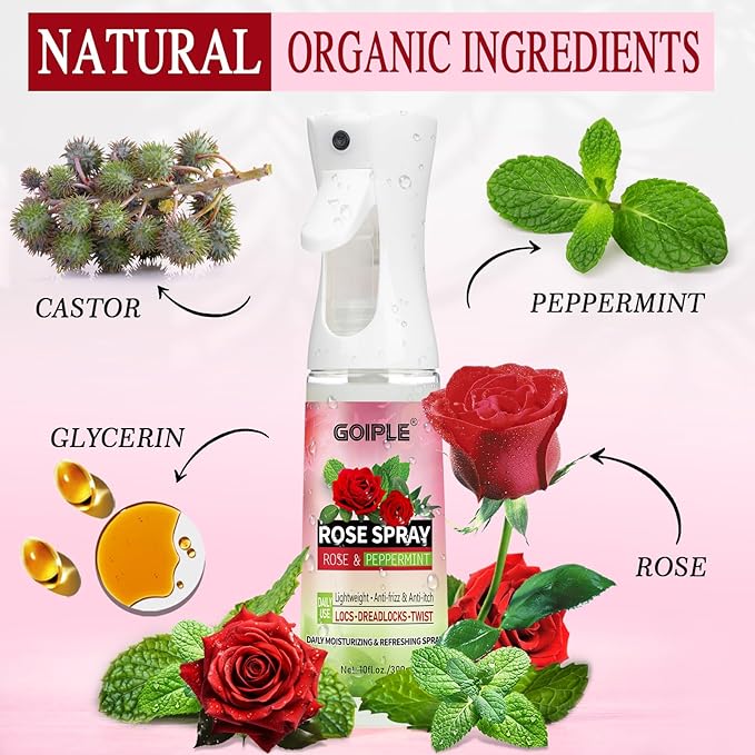 Rose Water for Hair Loc Spray Refreshing for Locs - Braid Oil for Soothes Moisturizes Dry & Itchy Scalp Braiding Scalp Oil for Twists - Loc Brush for Dreads Comfortable Massage Comb & Braid Bonnet