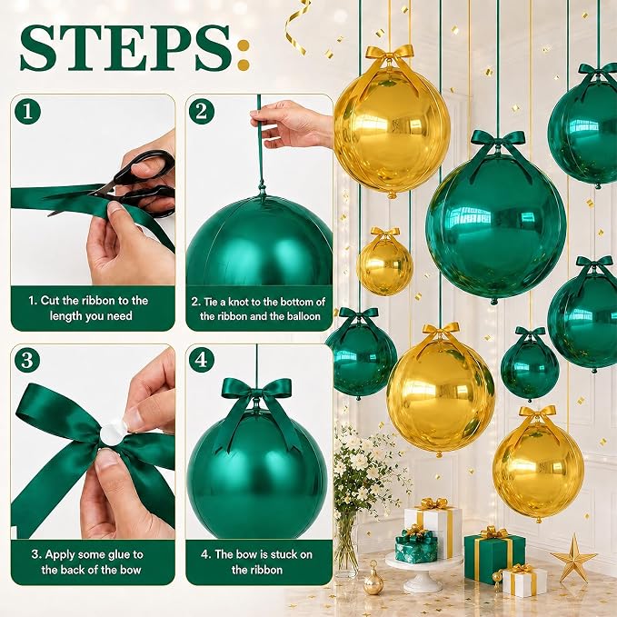 Green Gold Round Foil Balloons - Image 7