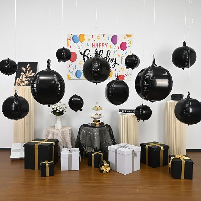 Black Round Foil Balloons - Image 4