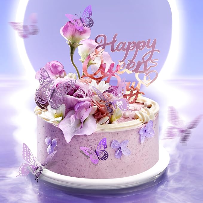 SAOROPEB 3D Butterfly Wall Decor 48 Pcs Lavender Butterfly Decorations | 4 - Image 2