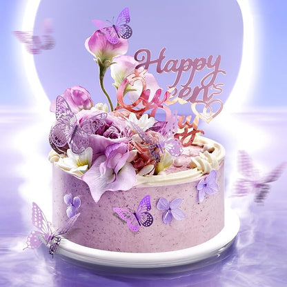 SAOROPEB 3D Butterfly Wall Decor 48 Pcs Lavender Butterfly Decorations | 4 - Image 2