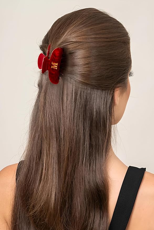 Initial Cute Hair Clips - Red Letter Elegant Hair Claw Clips, Glitter Claw Clips Durable Hair Clips, Wedding Gift, Bridesmaid Gifts, Birthday Gifts, Christmas Gift, Letter S