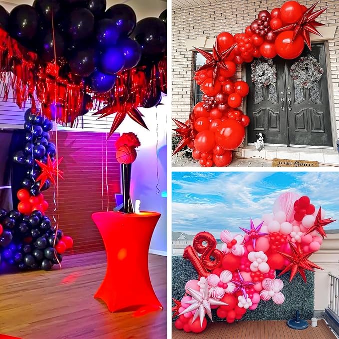 PartyWoo Red Star Spike Latex Balloon Arch Kit 110pcs Different Sizes | 18 12 - Image 7