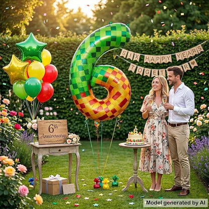 40 Inch Pixelated Number 6 Foil Balloon - Image 6