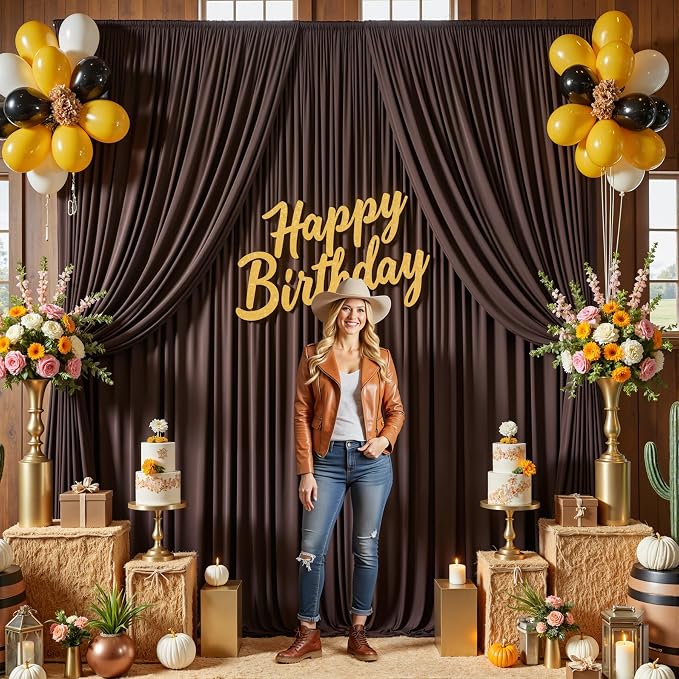 50×12ft Wrinkle Free Brown Backdrop Curtain - Image 7