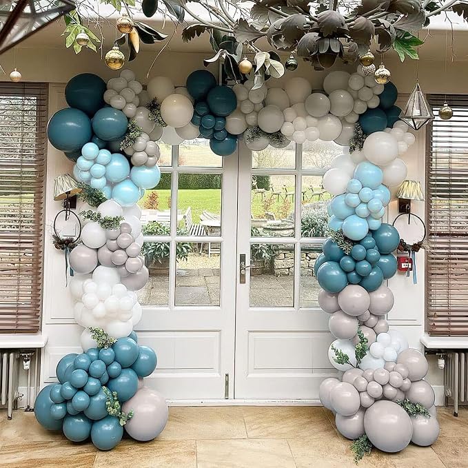 Dusty Blue Grey Balloons Garland Arch Kit, Slate Dark Dusty Petrol Blue Balloon - Image 4