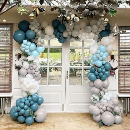 Dusty Blue Grey Balloons Garland Arch Kit, Slate Dark Dusty Petrol Blue Balloon - Image 4