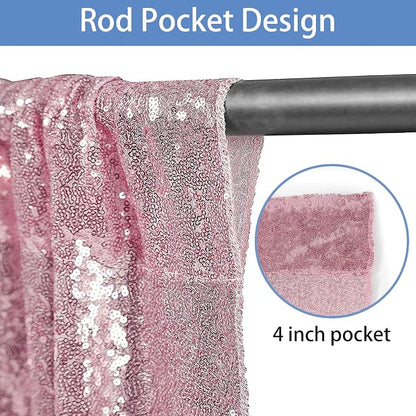 Hahuho Rose Pink Sequin Backdrop Curtain, Banquet Decoration（4 Panels, 2FT x 8FT - Image 5