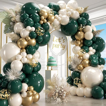 154Pcs Emerald Green and Gold Balloons Garland Arch Kit by Unknown