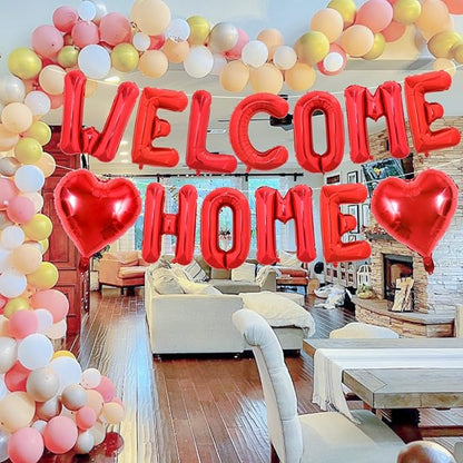 TONIFUL 16 Inch Red WELCOME HOME Foil Balloons Banner Letter Decorations | - Image 6