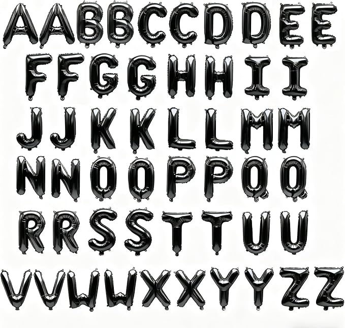 52 Pcs Black Letter Balloons, Custom 2 Set A-Z Set - Image 2
