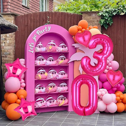 40 Inch Number Balloon Hot Pink 30 Set Pink Theme 30th Birthday Decor 30Pcs | - Image 3
