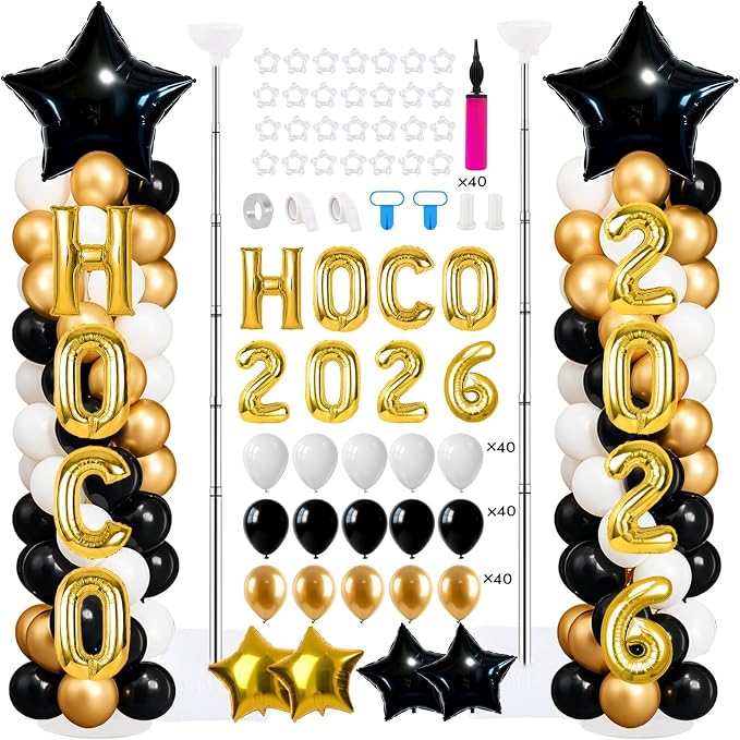 2 Sets Homecoming 2026 Balloon Column Stand Party Decorations Kits by Unknown