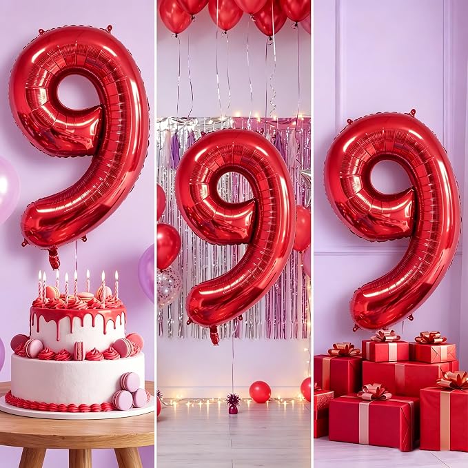 Number Balloons Red Party Balloon - Image 7