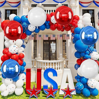 6Pcs Red Blue White Round Foil Balloons, Giant 4D Round Ball Balloons, 22 Inch - Image 5