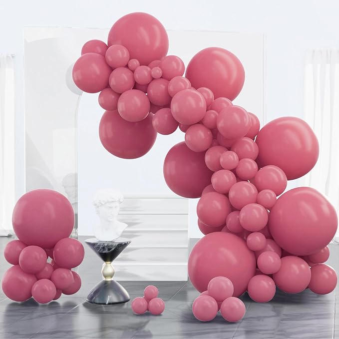 PartyWoo Mauve Dusty Balloons 100pcs Pink Rose Color 18 12 10 5 Inch | Balloons by PartyWoo