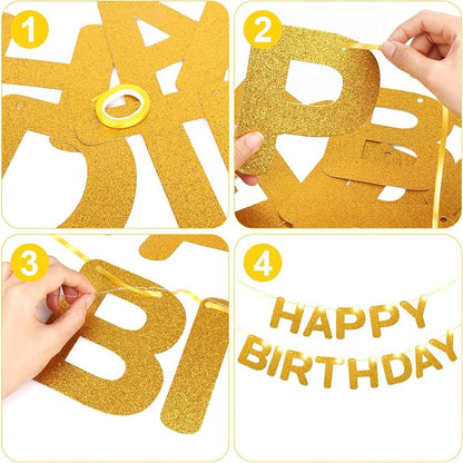 Glitter Gold Happy Birthday Banner - Image 3