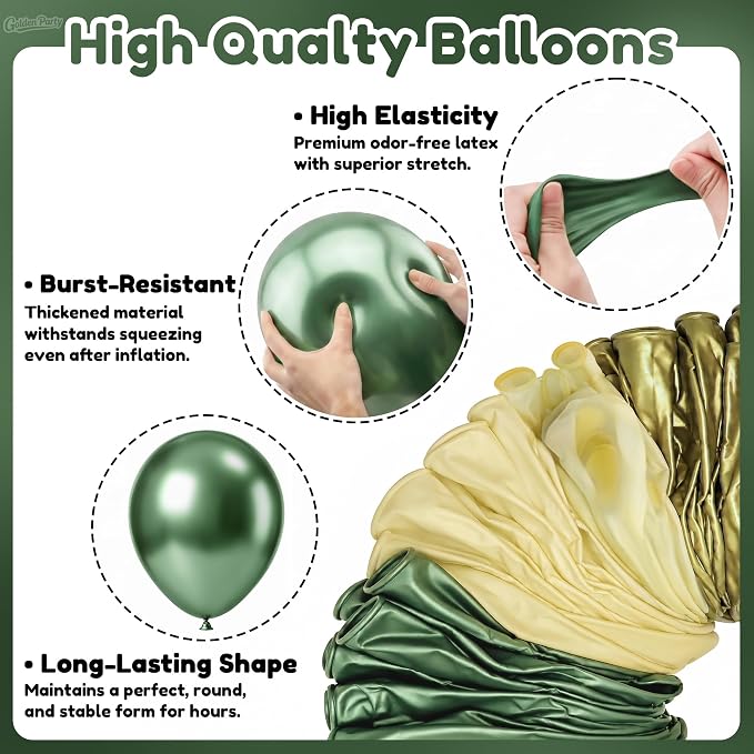 Green Gold Balloons, Baby Shower, Anniversary, Graduation, Wedding Party - Image 3