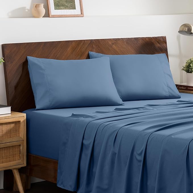 Bare Home Microfiber Pillow Cases - King 20x36 - Cooling Pillowcases - Double Brushed - Easy Care - Envelope Closure (King Pillowcase Set of 2, Coronet Blue)