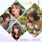 Wispy Bangs Hair Clip, 100% Human Hair Clip In Moca Brown Bangs for Women, Soft Layered Fake Bangs with Feathered Fringe, Easy Clip-On Design for Daily Wear & Halloween