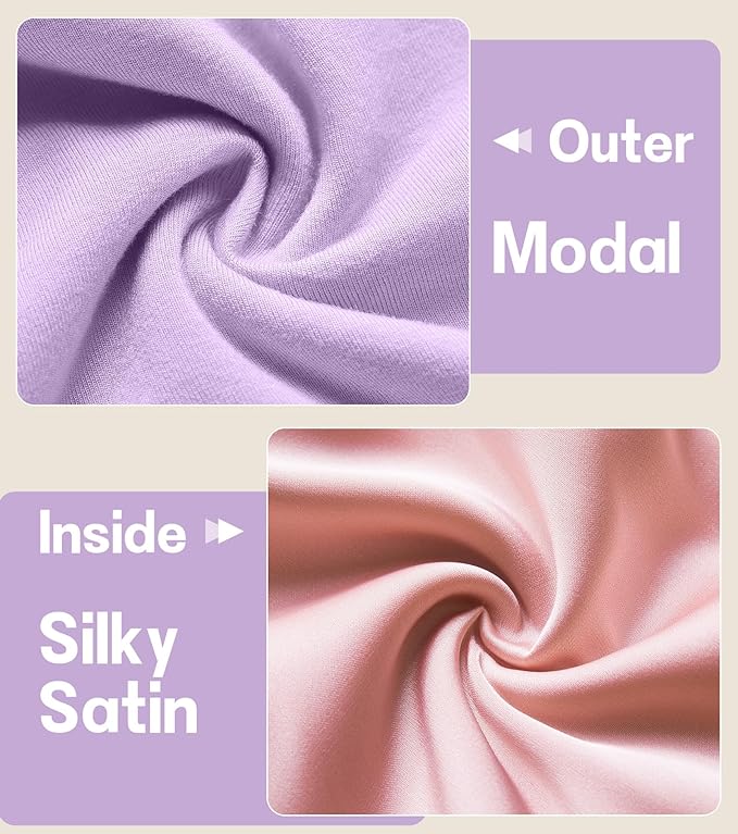 2pcs Silk Satin Bonnet Hair Wrap Shower Caps for Sleeping, Adjustable Strap Curly Natural Hair Night Caps for Women Men（Lavender&Lavender）