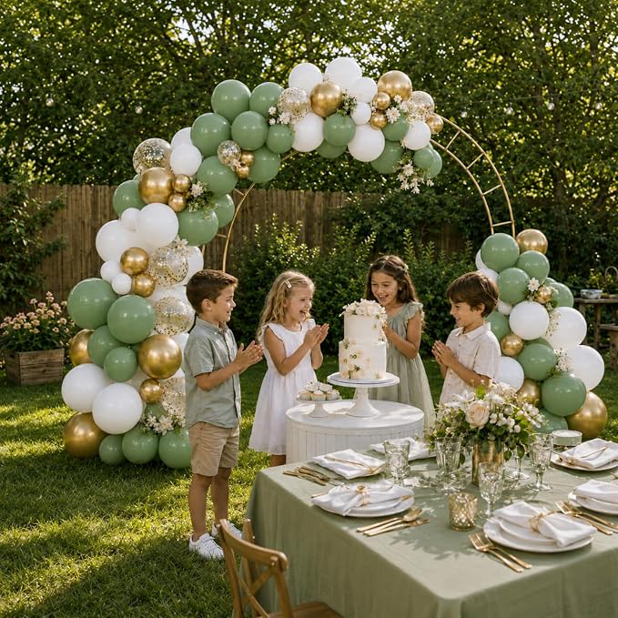 Sage Green White Gold Balloon Garland Arch Kit 156 Pcs Different Sizes 18 12 10 - Image 3