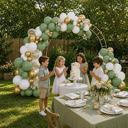 Sage Green White Gold Balloon Garland Arch Kit 156 Pcs Different Sizes 18 12 10 - Image 3