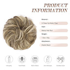 FESHFEN Messy Bun Hair Piece - Elastic Wavy Curly Hair Bun Scrunchies Extensions Synthetic Chignon Hairpieces for Women, Brunette & Blonde 1.5 oz