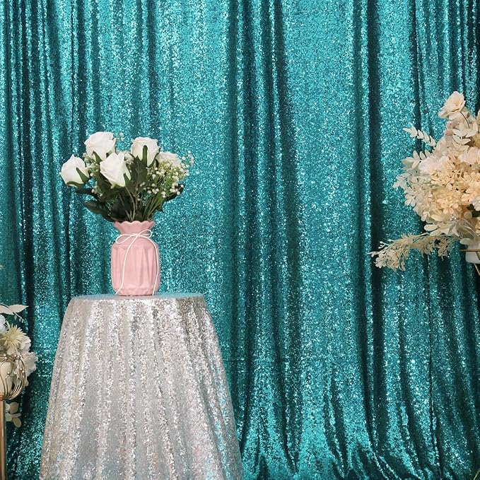 Eternal Beauty Teal 3mm Sequin Backdrop 20x10 Ft - Image 4