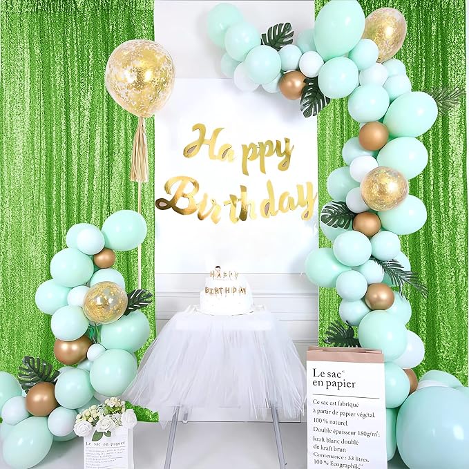 Hahuho Light Green Sequin Backdrop Curtain, Banquet Decoration（1 Panels - Image 3