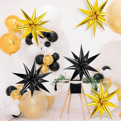 Gold Black Star Balloons, 12 Point Large Spike Balloon - Image 5