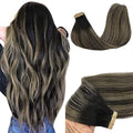 GOO GOO Tape in Hair Extensions Human Hair, 1B/19/1B Natural Black to Light Blonde, 26inch 60g 20pcs, Skin Weft Seamless Invisible, Silky Straight with Thick Ends, Remy Human Hair