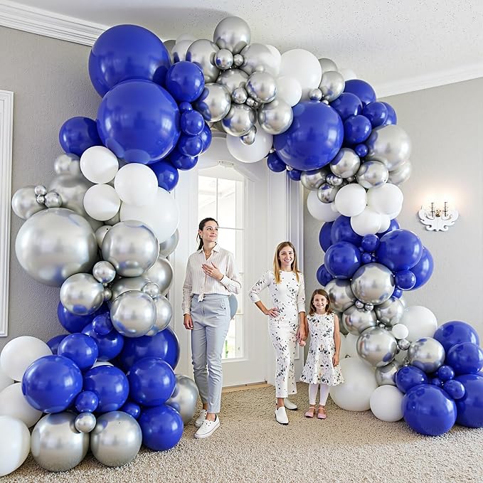 412Pcs Blue White Silver Balloon Arch Kit, 18 12 10 5 Inch Different Size Royal - Image 5