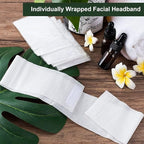 200 Pieces Disposable Spa Facial Headbands Individual Wrapped Elastic Makeup Headband with Adjustable Stretch Non-Woven Soft Skin Care Hair Band with Convenient Closure for Women