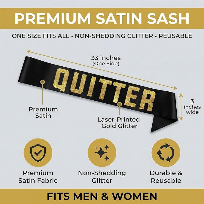 Sterling James Co. Quitter Retirement Party Sash - Image 5