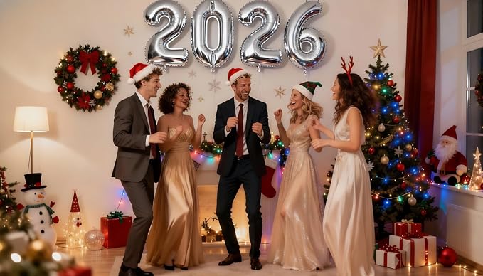Silver 2026 Number Balloon 40 Inch, Foil Balloons 2026 New Years Eve Party - Image 4
