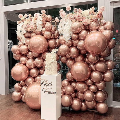 10pcs 18 inch Metallic Rose Gold Balloons, Thick Latex Chrome Helium Balloons - Image 4