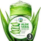 Nature Republic MILD & MOISTURE ALOE VERA WATERY GEL (3 PCS) Quick Hydration & Moisturizing,fast absorbing non-sticky texture,korean skin care for Face,Hair,Sunburn relief, aftershave, all Skin Types