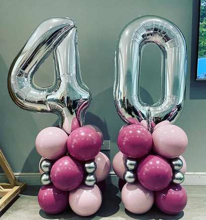 40 Inch Silver 40 Number Balloons Giant Jumbo Huge 40 Foil Mylar Helium Number - Image 3