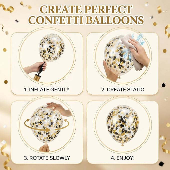 Black Gold Confetti Balloon Column Stand Kit Set of 2 - Image 7