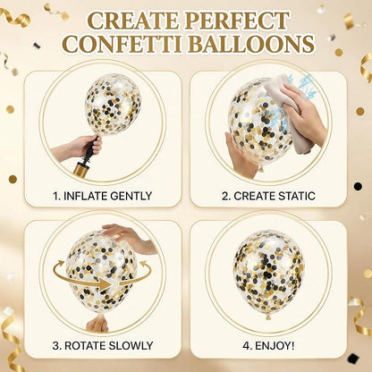 Black Gold Confetti Balloon Column Stand Kit Set of 2 - Image 7