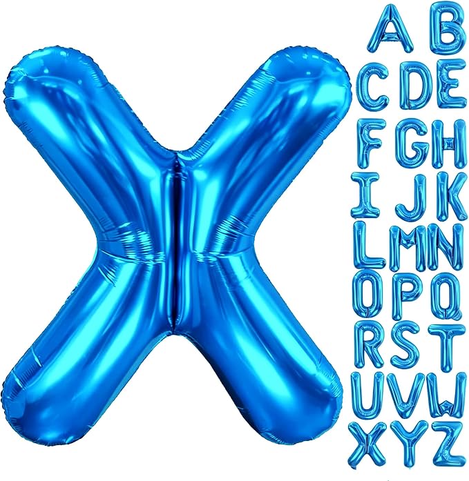 Letter X Balloon 40 Inch Blue, Giant Alphabet Foil Balloon, Big Mylar Party by Aeniaza