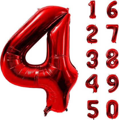 40 Inch Red Number 4 Balloon Large Red Foil Balloon Red 4 Balloons Mylar Helium by Yeodong