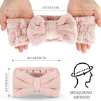 3 Pieces Makeup Headband with Bow Spa Headband for Washing Face Makeup Shower Microfiber Skin Care Hair Band and for Christmas Women Gift
