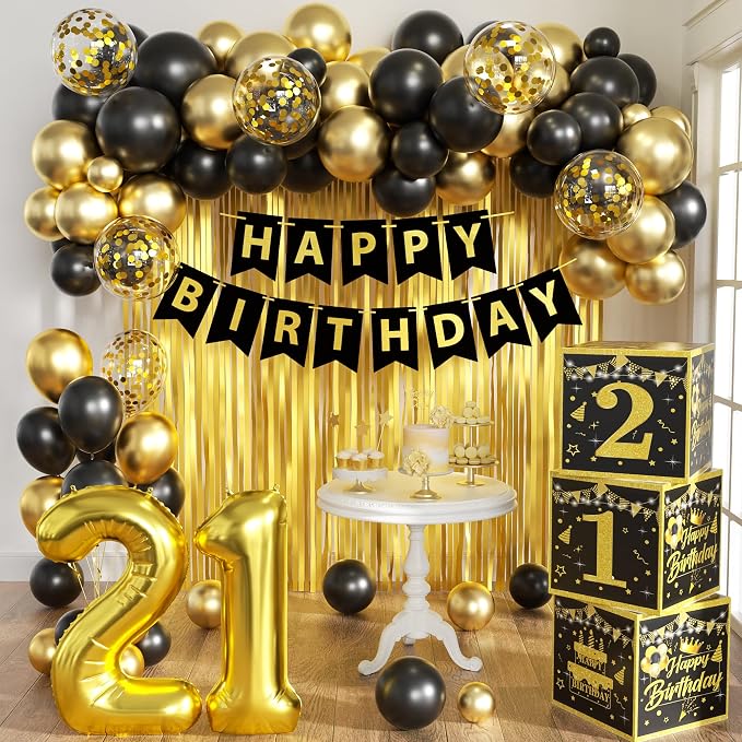 Gold 21st birthday decorations for him Men by jenmir