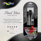 Silver Brush Limited WC-3202S Black Velvet Professional Watercolor Set, Set of 4, Size 8 Round, Size 8 Script Liner, Sizes 3/4 and 1 Inch Flat Wash Paintbrushes, Short Handle
